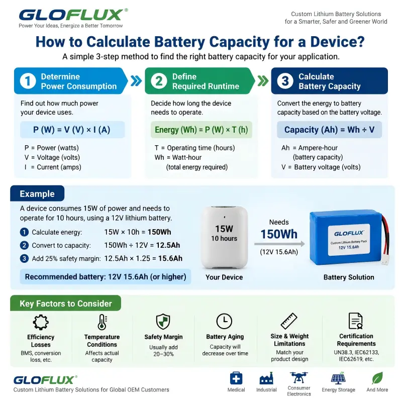 how to calculate battery capacity for a device