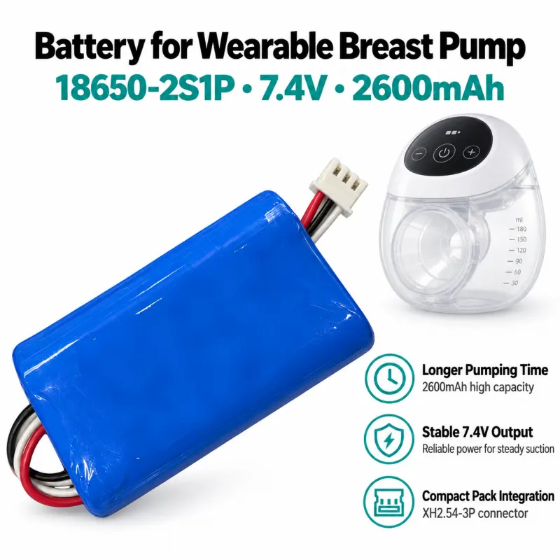 7.4V 2600mAh 18650 Lithium-ion Battery Pack for Breast Pumps